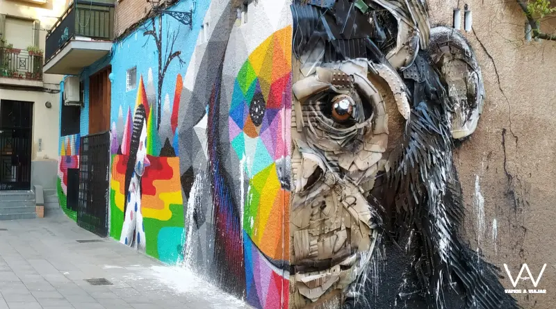 Street Art del artista Okuda en el céntrico barrio madrileño de Lavapiés