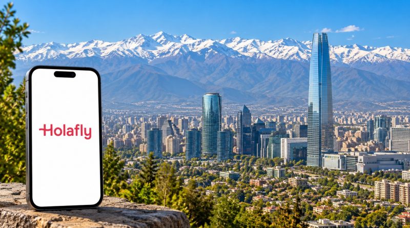 Móvil con Holafly ante Santiago y los Andes para viajar con eSIM a Chile
